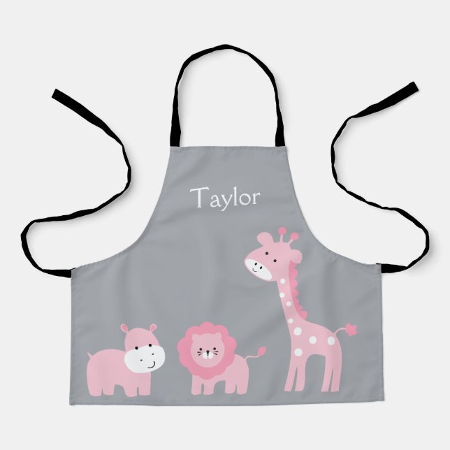 Delantal Apron: Animales Safari personalizados (Anverso)