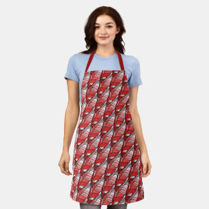 Delantal Apron (ao) - Formas de plumas rojas en el patrón d
