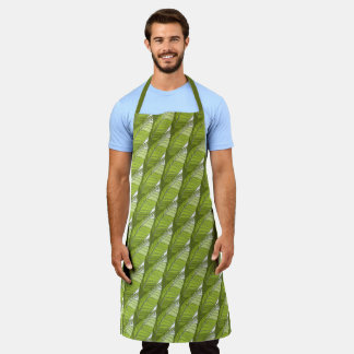 Delantal Apron (ao) - Formas de plumas verdes en el patrón 