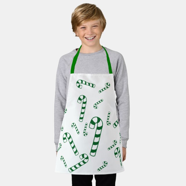Delantal Apron (ao) - Green Candy Canes (Gastado)