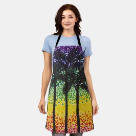 Delantal Apron (ao) - Palmeras y cielo arcoiris