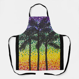 Delantal Apron (ao) - Palmeras y cielo arcoiris