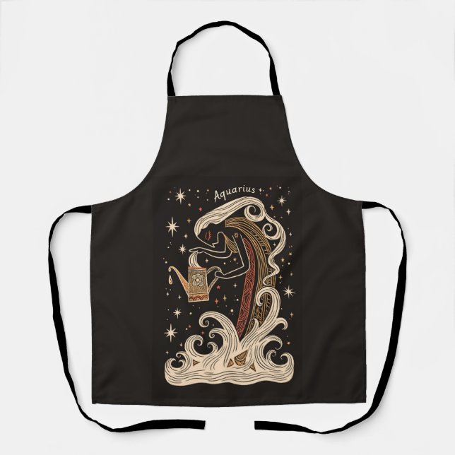 Delantal Apron Aquarius Celestial Zodiac Art (Anverso)