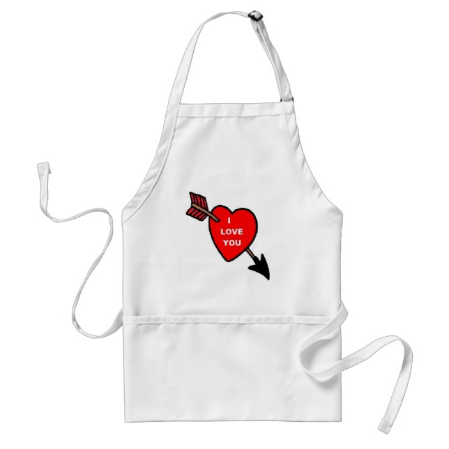 Delantal Apron Arrow Thru Heart Red, Te Amo (Frente)