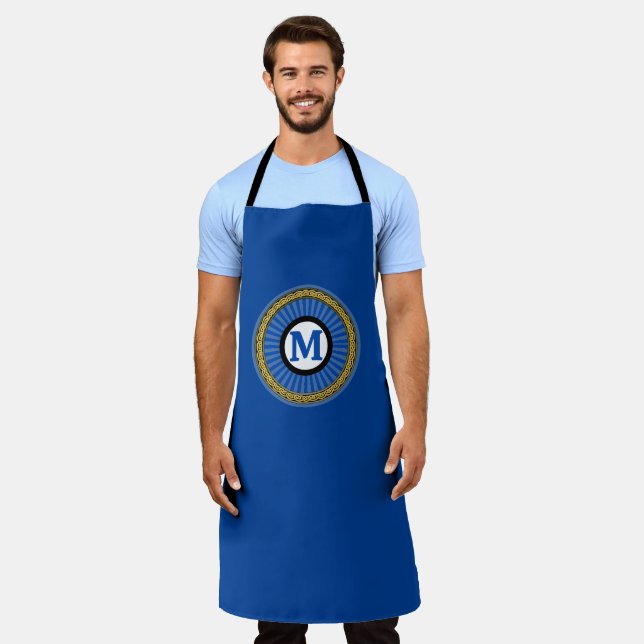 Delantal Apron - Azul - Personalizado - Añadir Inicial (Gastado)