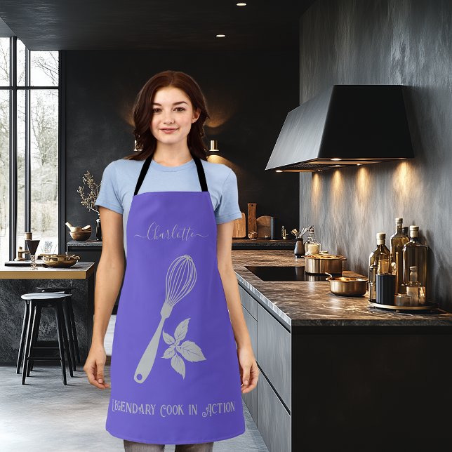 Delantal Apron azul pizarra con diseño de Whisk y hierba pl (Subido por el creador)