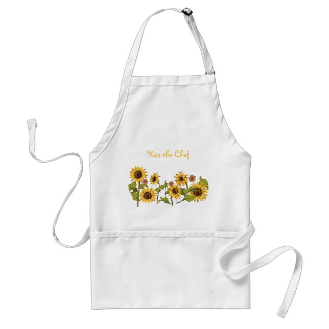 Delantal Apron - Besa los girasoles del chef con texto edit (Frente)