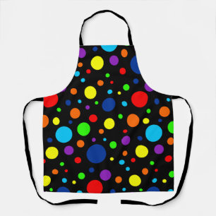 Delantal Apron Black Rainbow Spots