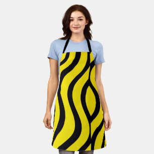 Delantal Apron Black & Yellow Wave Art