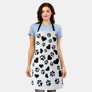 Delantal Apron blanco con patrón de impresión de corazón y 