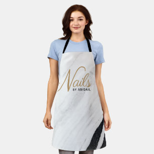 Delantal Apron blanco estilista de estilo moderno con oro d