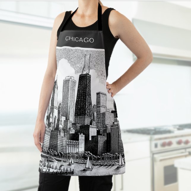 Delantal Apron blanco negro de Chicago (Subido por el creador)