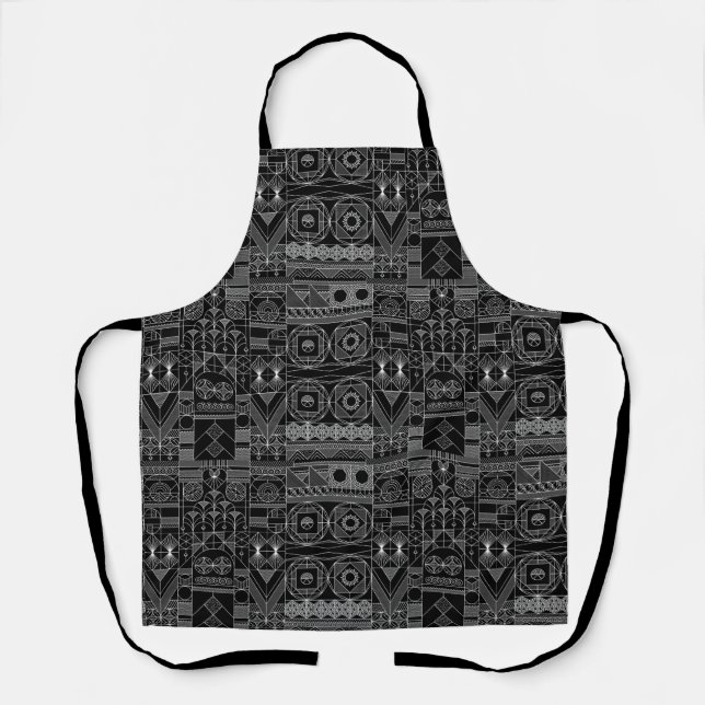 Delantal Apron blanco y negro Art Deco (Anverso)