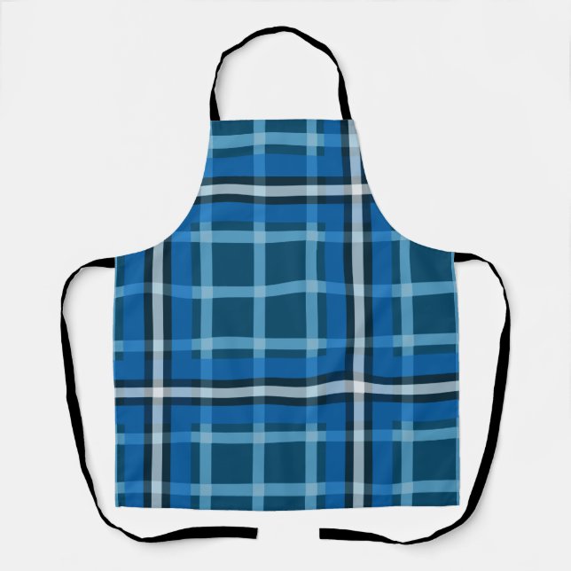 Delantal Apron Blue Tartan Plaid Check Pattern (Anverso)