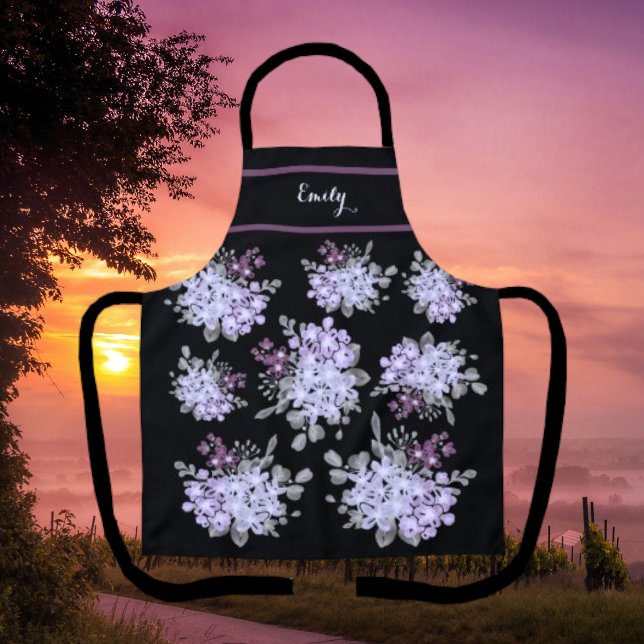 Delantal Apron Bouquet de Flor Silvestre Romántico Negro y  (Subido por el creador)