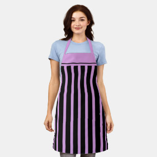 Delantal Apron Cafe Black and Lavender Stripe
