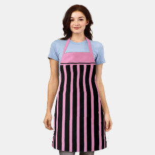 Delantal Apron Cafe Black and Pink Stripe