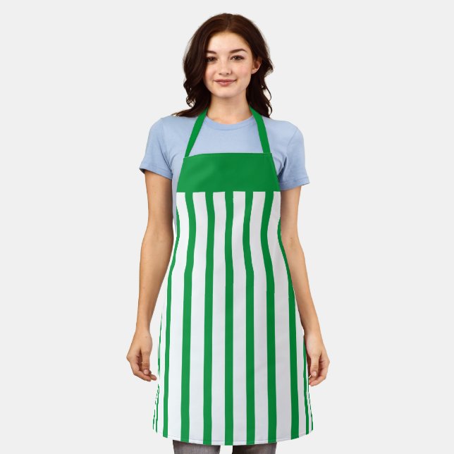 Delantal Apron Cafe Green and White Stripe (Gastado)