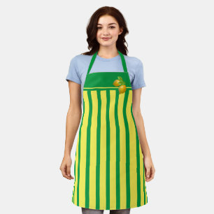 Delantal Apron Cafe Green y Lemon Stripe con Lemons