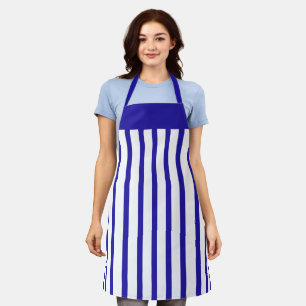 Delantal Apron Café Royal Blue y White Stripe