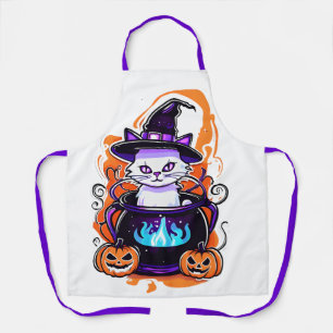 Delantal Apron Cat de Halloween - Diseño de Cauldron de Bru