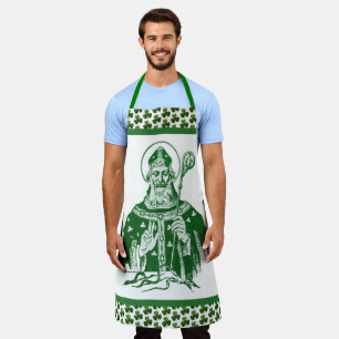 Delantal Apron católico verde de St. Patrick Shamrock