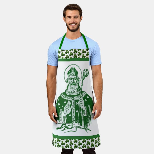 Delantal Apron católico verde de St. Patrick Shamrock (Gastado)