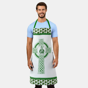 Delantal Apron católico verde de St. Patrick Shamrock