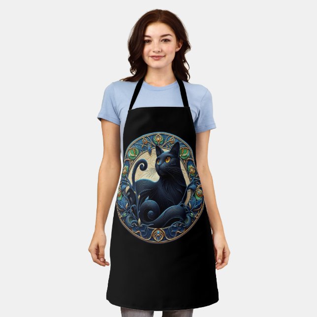 Delantal Apron Celta de Gato Negro de Art Nouveau (Gastado)
