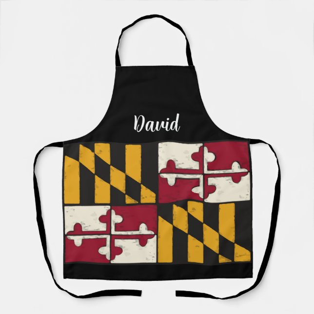 Delantal Apron, chef de la bandera de Maryland personalizad (Anverso)
