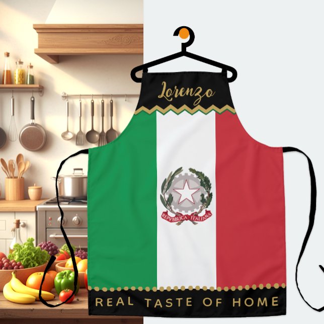 Delantal Apron, cocina, apron de la bandera italiana (Patriotic Italy Chefs Apron / personalized name)