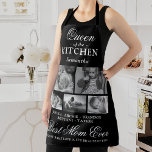 Delantal Apron Collage de fotos Reina de la Cocina<br><div class="desc">Elegante delantal de Día de la Madre con 5 fotos de tus hermosos hijos, el título "reina de la cocina" y tu nombre, los nombres de los niños, y el lindo dicho que dice "mejor mamá de todos, si sé qué es el amor, es por ti". Todo el texto es...</div>