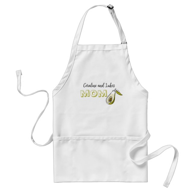 Delantal Apron con aguacate y la inscripción "mamá". (Frente)