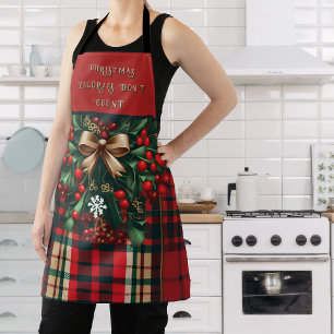 Delantal Apron con arcos y cerezas de navidad