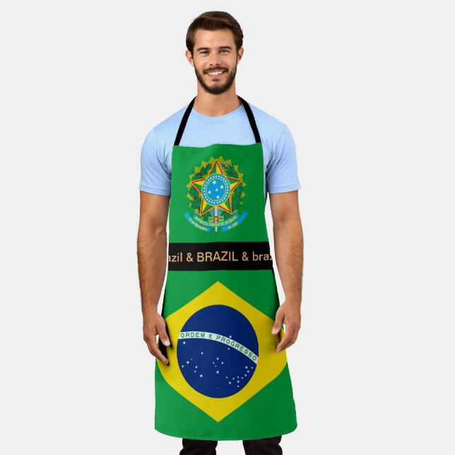 Delantal Apron con bandera brasileña, cocina de chefs brasi (Gastado)