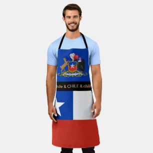 Delantal Apron con bandera chilena, cocina de chefs chileno