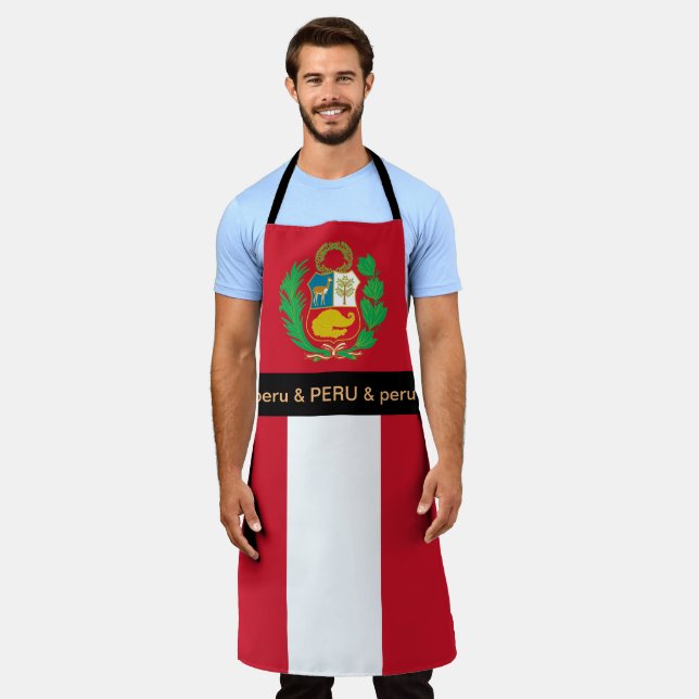 Delantal Apron con bandera del Perú, cocina de chefs del Pe (Gastado)