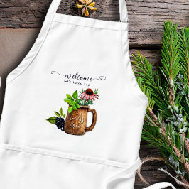 Delantal Apron con bolsillos para preparar té de hierbas