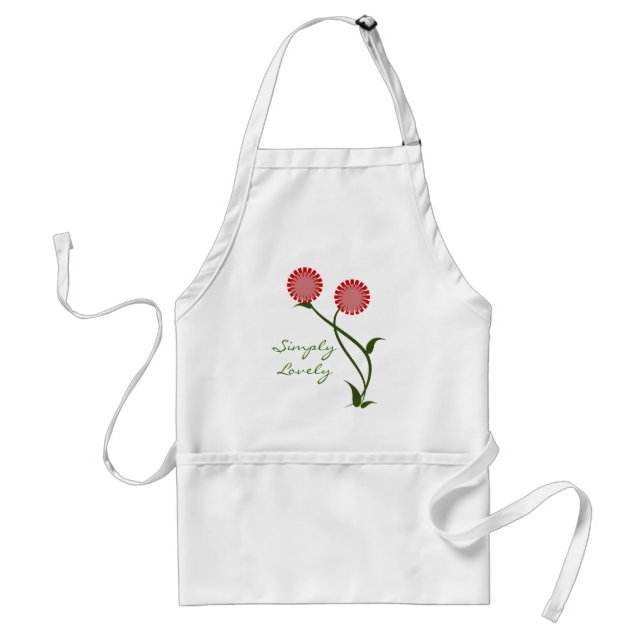 Delantal Apron con bonitos floros, rojo (Frente)