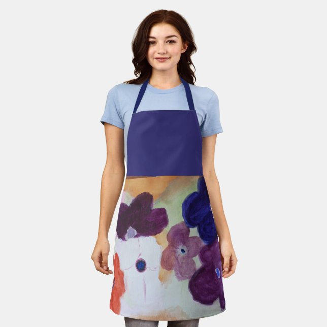 Delantal Apron con coloridas flores de primavera anémonas (Gastado)