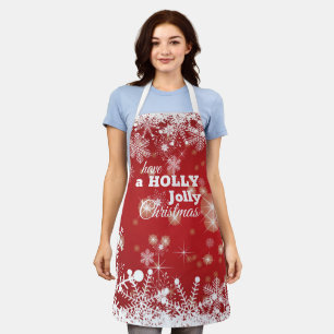 Delantal Apron con copos de nieve para Navidades