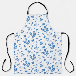 Delantal Apron con flores azules de pequeño color