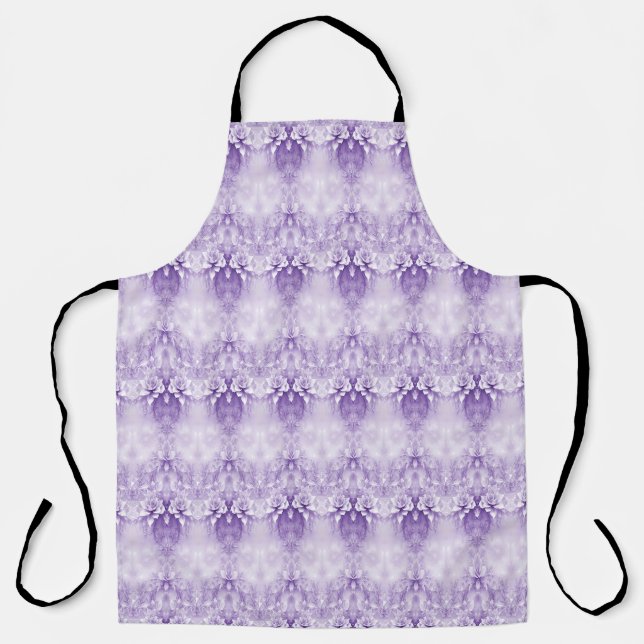 Delantal Apron con flores blancas moradas (Anverso)