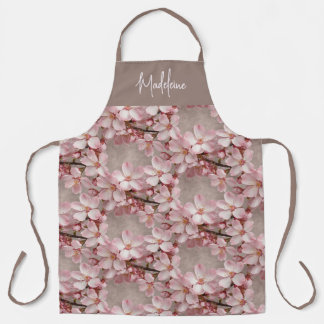 Delantal Apron con flores de cerezo personalizadas