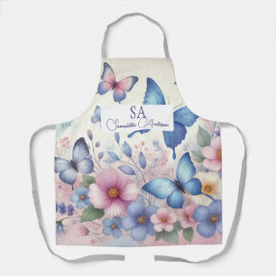 Delantal Apron con flores silvestres y mariposas personaliz