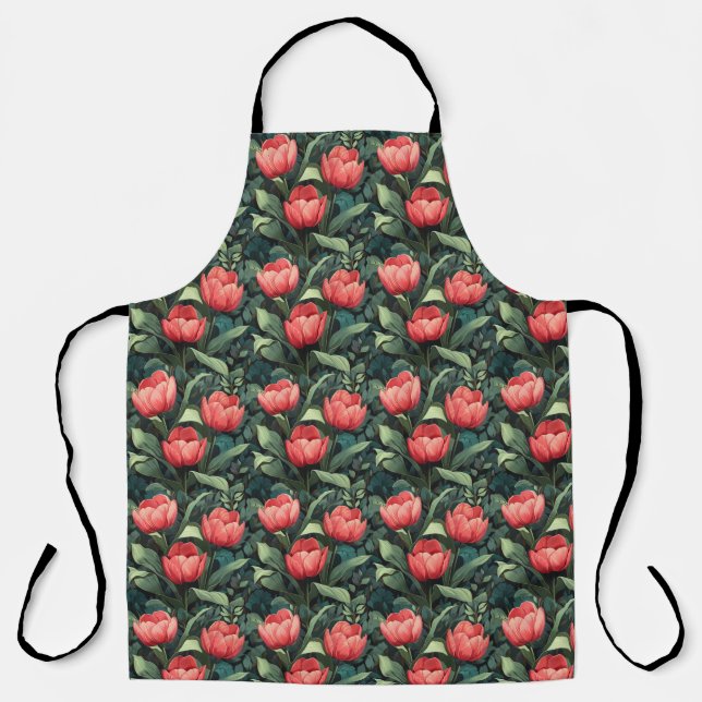 Delantal Apron con flores Tulips cocina floral Apron (Anverso)