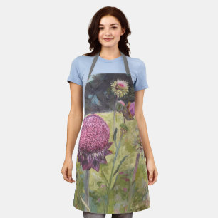 Delantal Apron con flores violetas