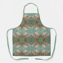 Delantal Apron con hoja de Gingko verde y cobre