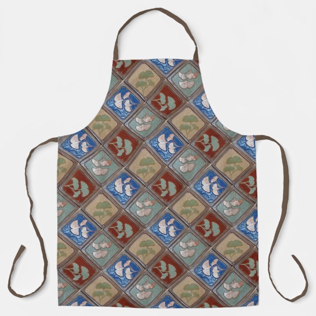 Delantal Apron con huella de hoja de Gingko (Anverso)