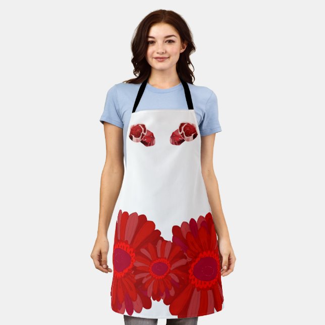 Delantal Apron con impresión floral y tela de cerdo. (Gastado)